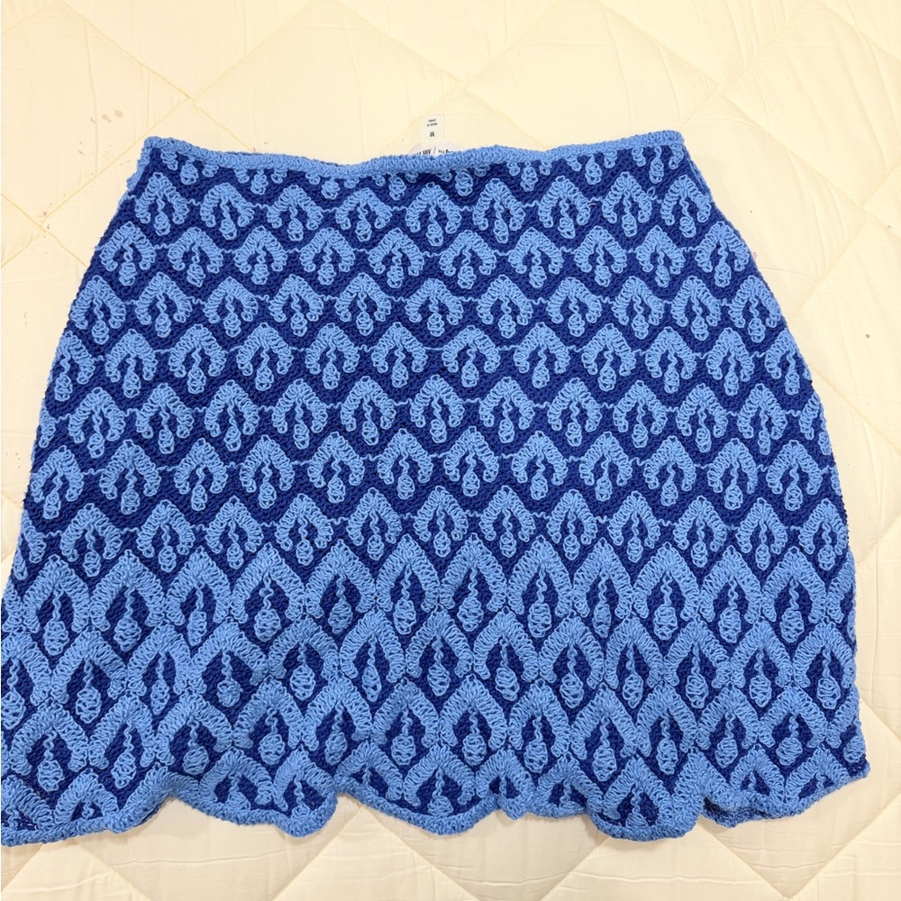 On 34th x Alix Friedberg Blue Lace 2-Piece Set NWT Scalloped Hem Top L Skirt M - Picture 6 of 12